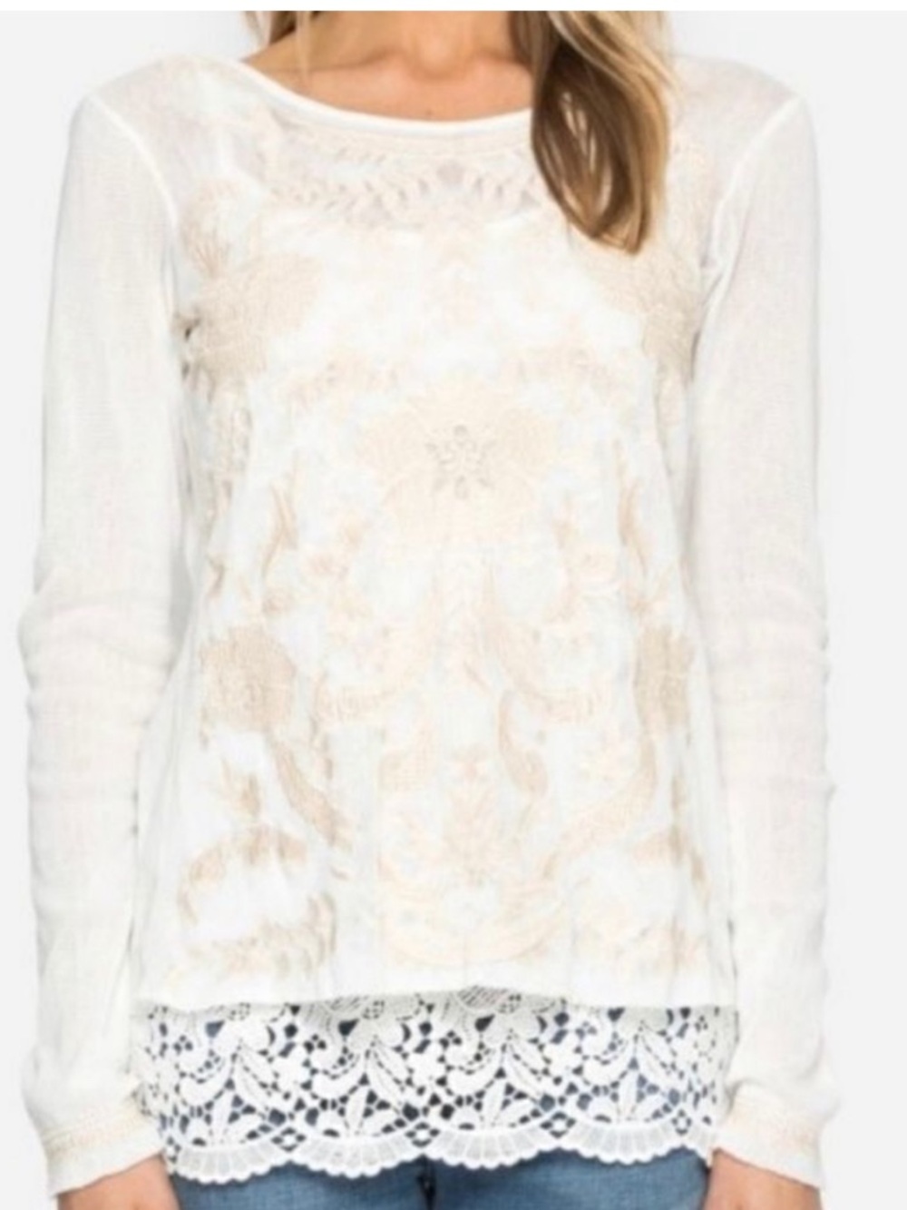Johnny Was - Abby Mesh Embroidered Top with Matching Tank, XS